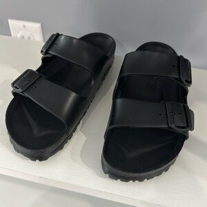 Black Rubber Birkenstock unisex sandals